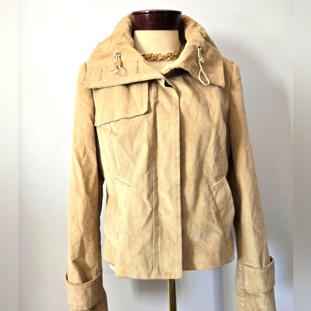 ECOCCI Camel Corduroy Jacket With Statement Collar. Size 12